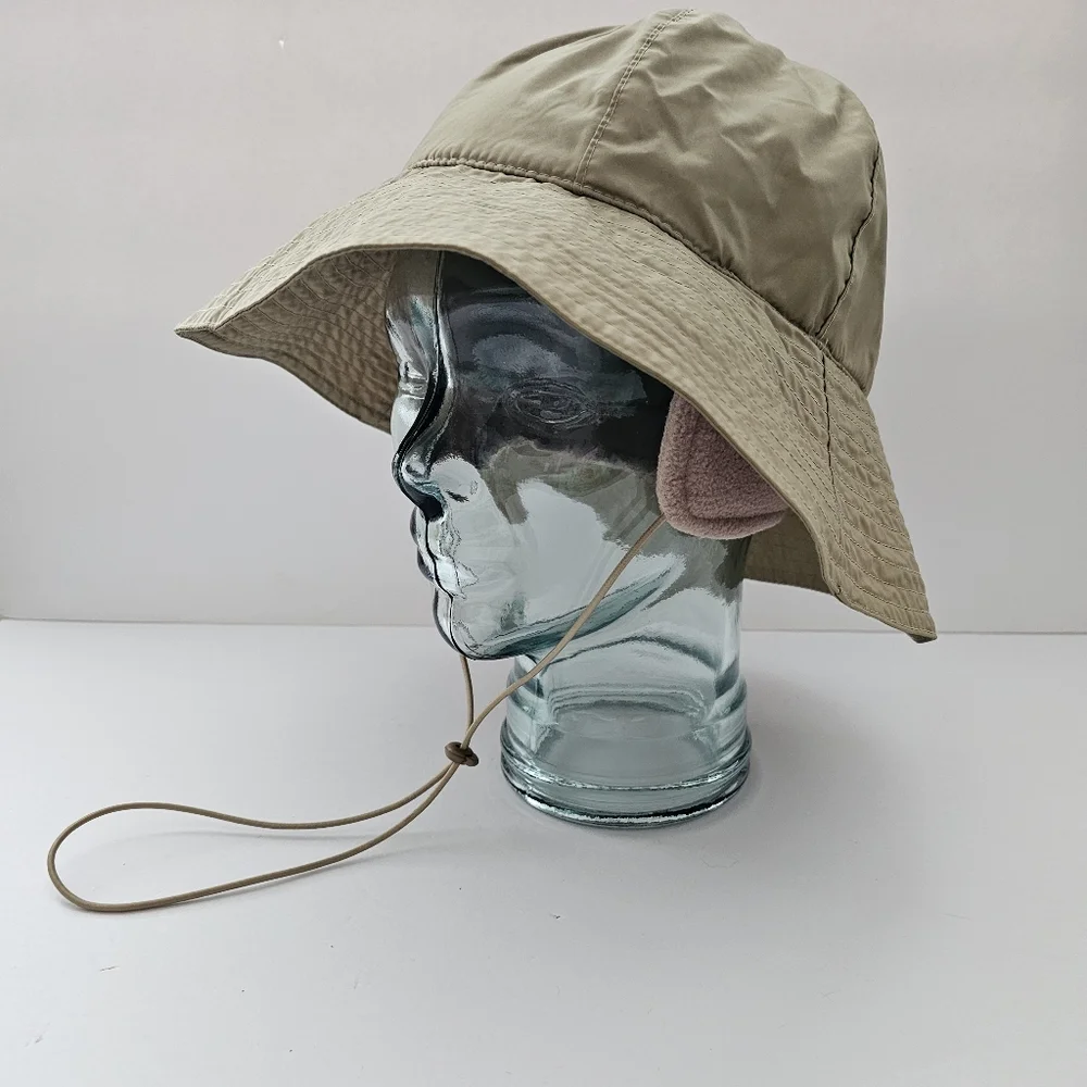 Physician Endorsed UPF Sun Hat with Fleece Ear Flaps Tan Nylon Winter Sun Hat - Picture 5 of 9